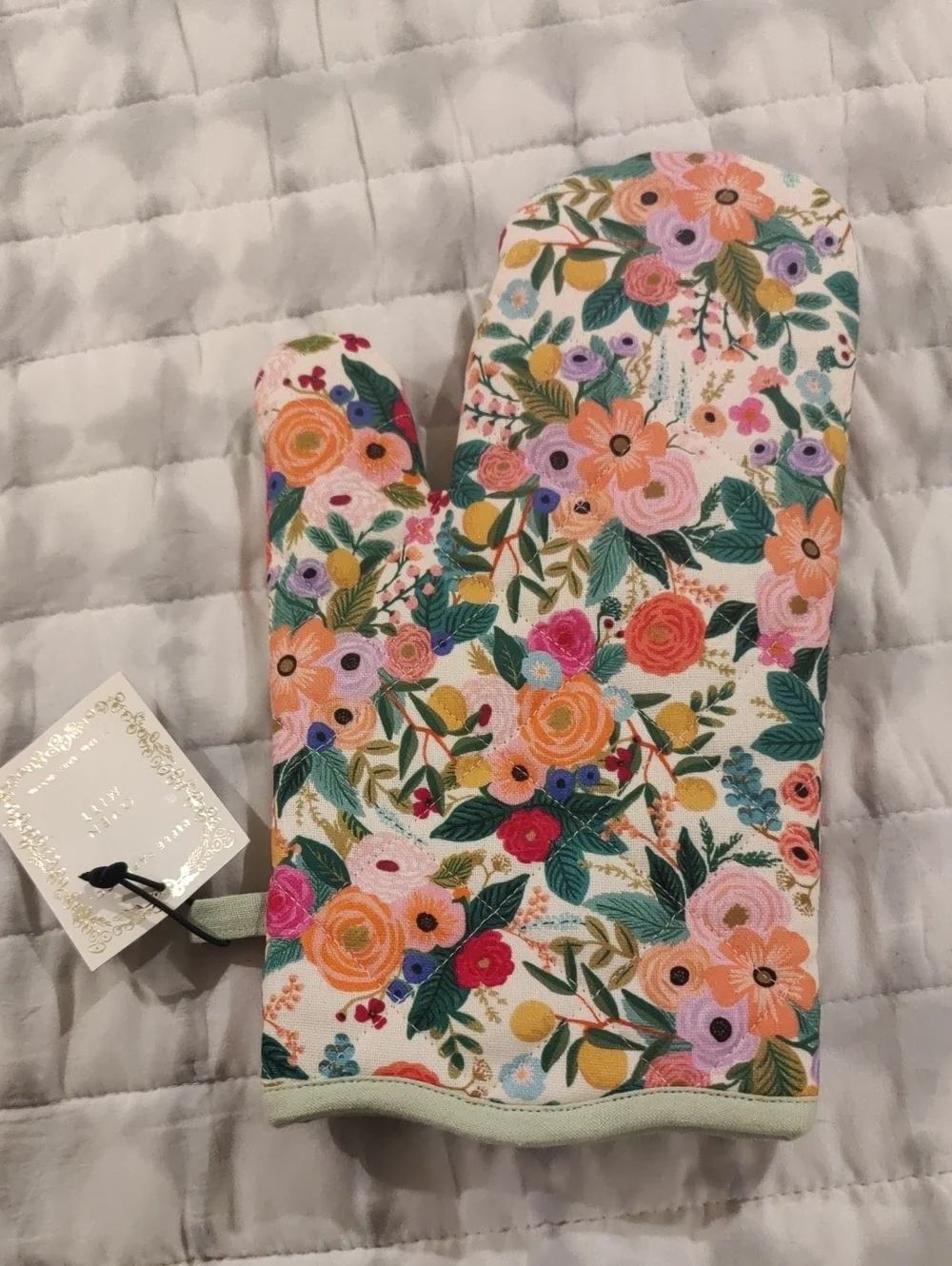 New!Rifle Paper Oven Mitt Floral Cotton Scalloped Edge Cottagecore Shabby Chic